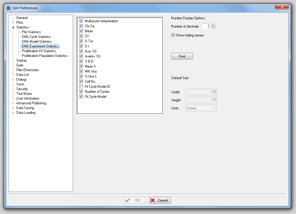 图 8.13  DNA Experiment Statistics Preferences (DNA实验统计选项)